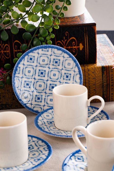 Hermia Meyra 12 Juego de Tazas de Café y Platos de Porcelana